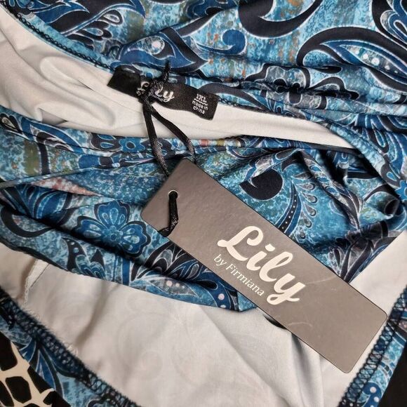 Lily by Firmiana Blue Paisley Tunic Dress Size XXL Ruffle Sleeve Boho - Picture 5 of 7